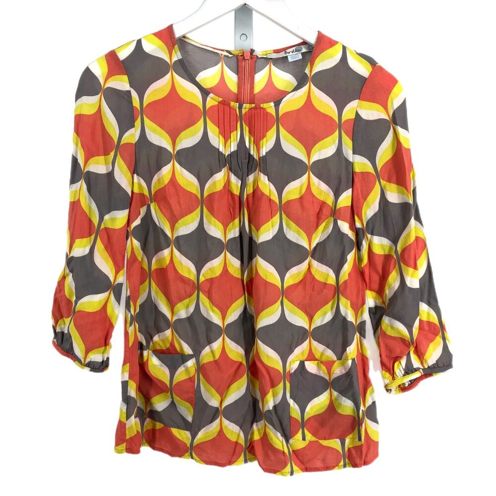 Boden Gray Pink Long Sleeve Viscose Blouse | Size 6